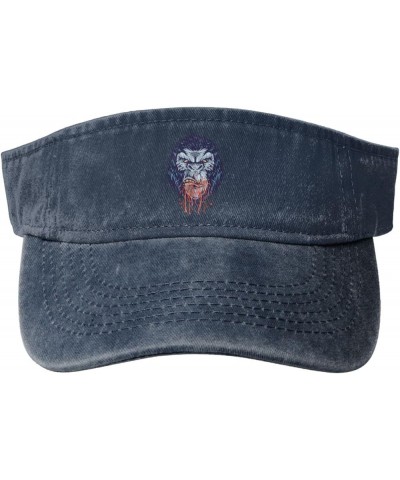 Angry Monkey Sun Visor Hats for Women Men Sun Hat Cotton Golf Hat Vintage Baseball Cap Navy Blue $10.34 Visors