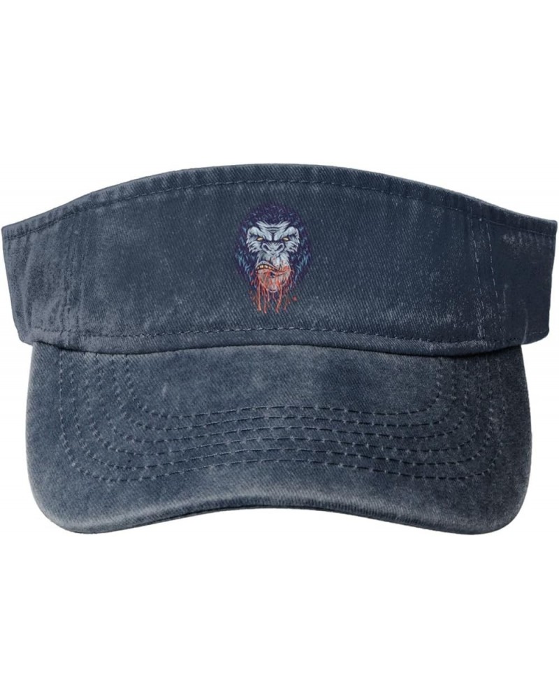 Angry Monkey Sun Visor Hats for Women Men Sun Hat Cotton Golf Hat Vintage Baseball Cap Navy Blue $10.34 Visors