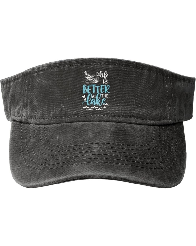 Life is Better at The Lake Sport Sun Visor Hats for Men & Women Empty Top Baseball Cap Sunscreen Visor Caps,Black Black $10.8...