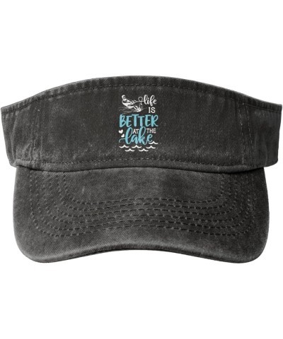 Life is Better at The Lake Sport Sun Visor Hats for Men & Women Empty Top Baseball Cap Sunscreen Visor Caps,Black Black $10.8...