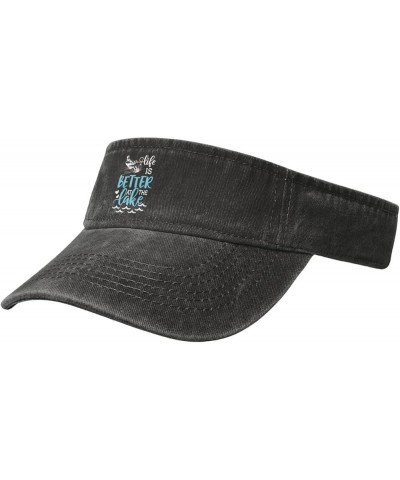 Life is Better at The Lake Sport Sun Visor Hats for Men & Women Empty Top Baseball Cap Sunscreen Visor Caps,Black Black $10.8...