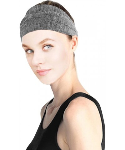 Women Knotted Turban Head Wrap Headband Wide Elastic Headband Sport Yoga Headwear Hats Turban Hat Sport Headbands Gray-07errt...