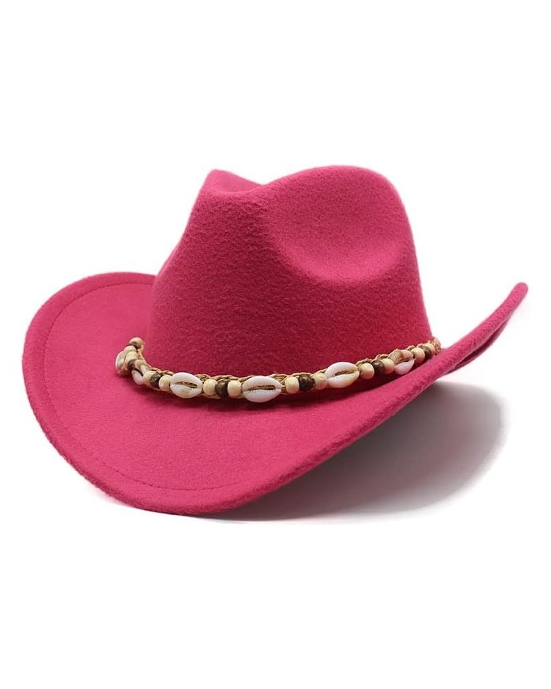 New Woolen Hat Western Cowboy Roll Brim Hat Ethnic Minority Style Men and Women Hat Luopan Caps & Hats Rosy $12.98 Cowboy Hats