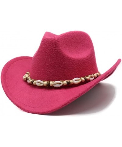 New Woolen Hat Western Cowboy Roll Brim Hat Ethnic Minority Style Men and Women Hat Luopan Caps & Hats Rosy $12.98 Cowboy Hats