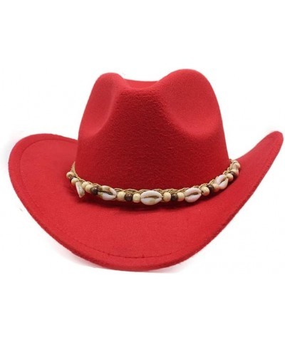 New Woolen Hat Western Cowboy Roll Brim Hat Ethnic Minority Style Men and Women Hat Luopan Caps & Hats Rosy $12.98 Cowboy Hats