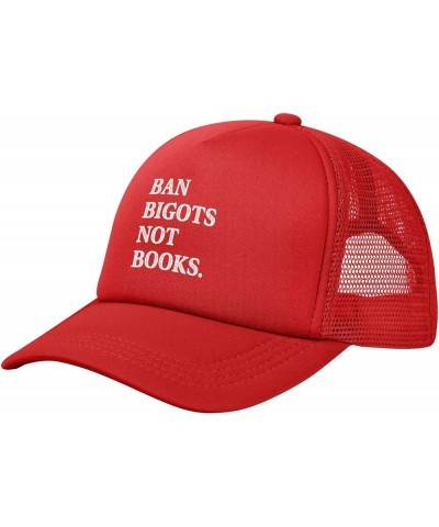 Ban Bigots Not Books Funny Reader Hat for Women Men Black Trucker Hat Snapback Hat Baseball Cap for Women Adjustable Red $11....