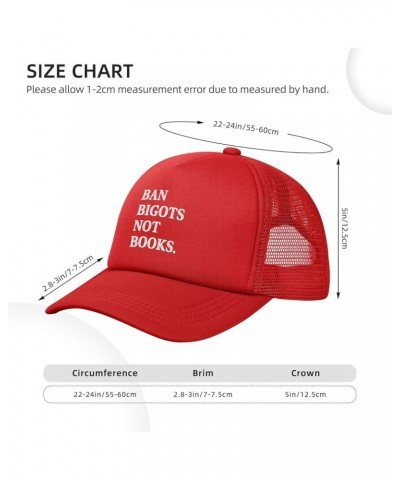 Ban Bigots Not Books Funny Reader Hat for Women Men Black Trucker Hat Snapback Hat Baseball Cap for Women Adjustable Red $11....