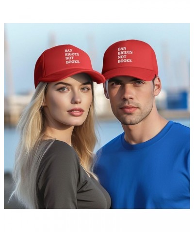 Ban Bigots Not Books Funny Reader Hat for Women Men Black Trucker Hat Snapback Hat Baseball Cap for Women Adjustable Red $11....