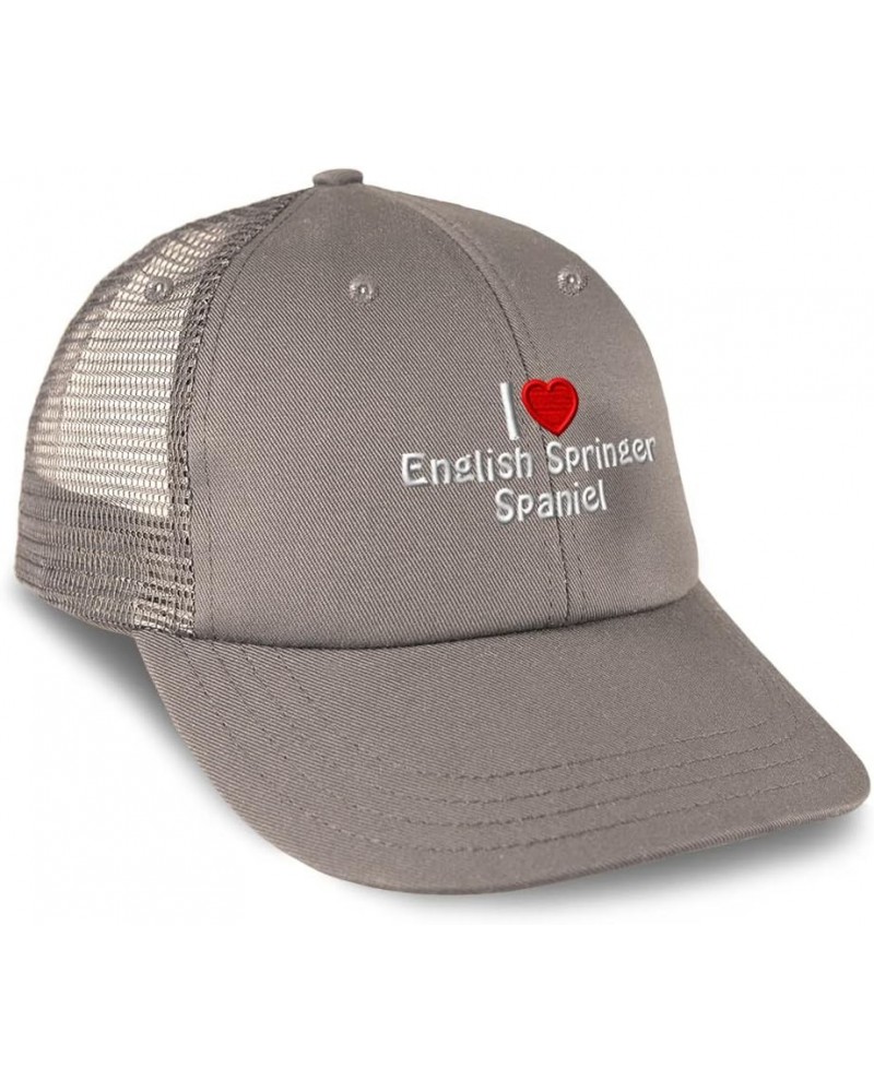 Custom Trucker Hat Baseball Cap (Love) Springer Spaniel Red Heart Pet Lovers Dog Grey Design Only $14.10 Baseball Caps