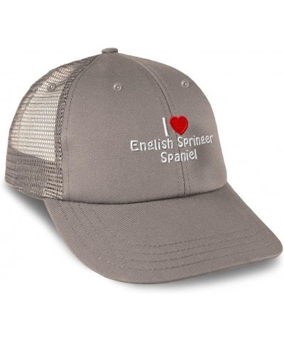 Custom Trucker Hat Baseball Cap (Love) Springer Spaniel Red Heart Pet Lovers Dog Grey Design Only $14.10 Baseball Caps