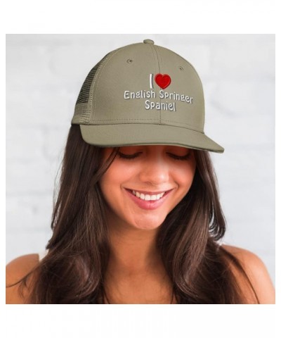 Custom Trucker Hat Baseball Cap (Love) Springer Spaniel Red Heart Pet Lovers Dog Grey Design Only $14.10 Baseball Caps