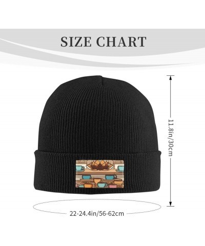 Black Warm Knit Hat Yoga Sloth Coffee Pattern Soft Good Elasticity Suitable for Outdoor Sports Black $8.99 Skullies & Beanies