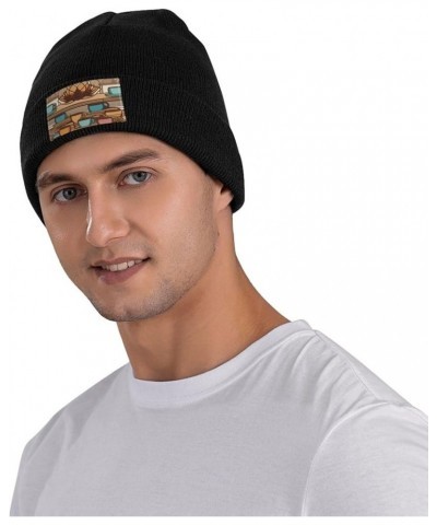 Black Warm Knit Hat Yoga Sloth Coffee Pattern Soft Good Elasticity Suitable for Outdoor Sports Black $8.99 Skullies & Beanies