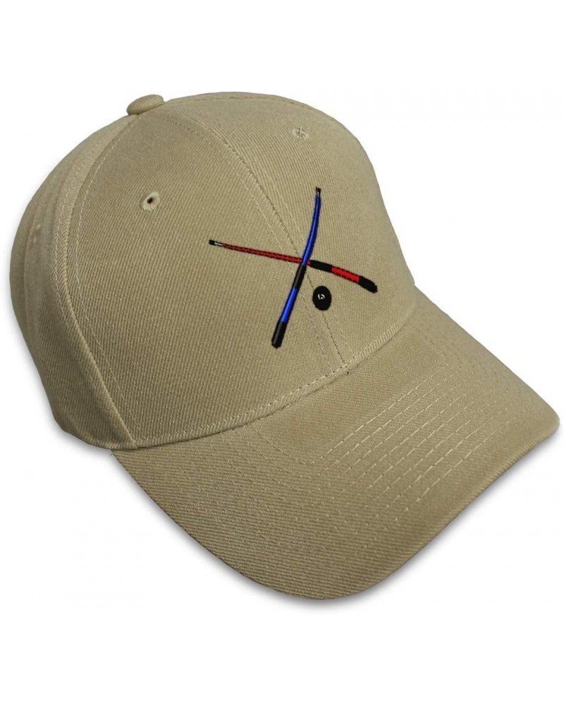 Custom Baseball Cap Billiards Pool Crossed Cues Embroidery Billiards Acrylic Khaki Design Only $14.49 Baseball Caps