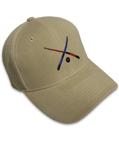 Custom Baseball Cap Billiards Pool Crossed Cues Embroidery Billiards Acrylic Khaki Design Only $14.49 Baseball Caps