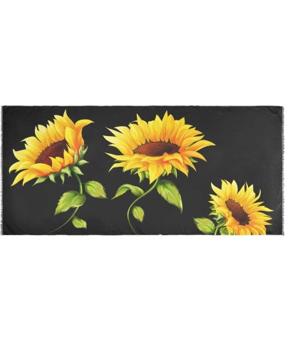 Women's Long Shawl Sunflowers Floral Black Winter Warm Large Scarf for All Seasons(228te8a) $16.23 Scarves