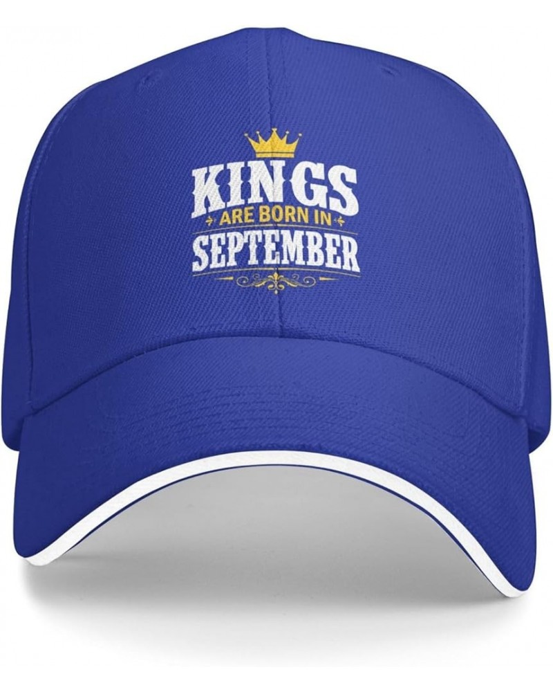 Kings are Born in September Baseball Cap Sandwich Brim Hats for Men Women Adjustable Caps Blue $13.54 Baseball Caps