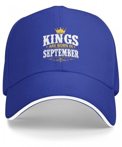 Kings are Born in September Baseball Cap Sandwich Brim Hats for Men Women Adjustable Caps Blue $13.54 Baseball Caps