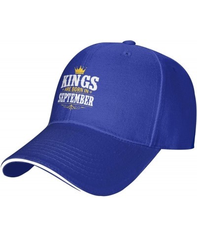 Kings are Born in September Baseball Cap Sandwich Brim Hats for Men Women Adjustable Caps Blue $13.54 Baseball Caps