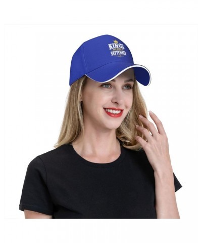 Kings are Born in September Baseball Cap Sandwich Brim Hats for Men Women Adjustable Caps Blue $13.54 Baseball Caps