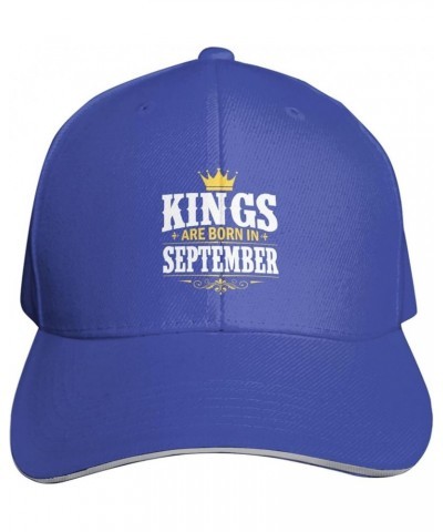 Kings are Born in September Baseball Cap Sandwich Brim Hats for Men Women Adjustable Caps Blue $13.54 Baseball Caps