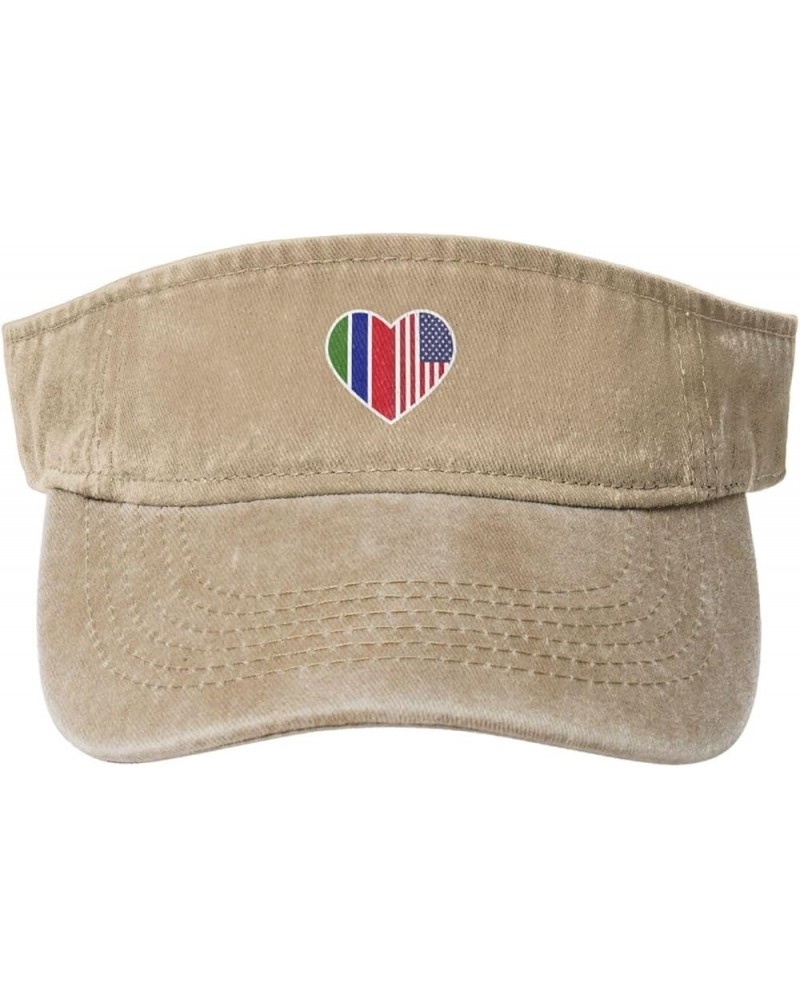 I Love America and The Gambia Sun Hat Sun Visor Hats for Women Men Baseball Cap Golf Hats Natural $11.84 Visors