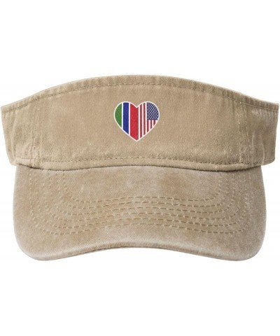 I Love America and The Gambia Sun Hat Sun Visor Hats for Women Men Baseball Cap Golf Hats Natural $11.84 Visors