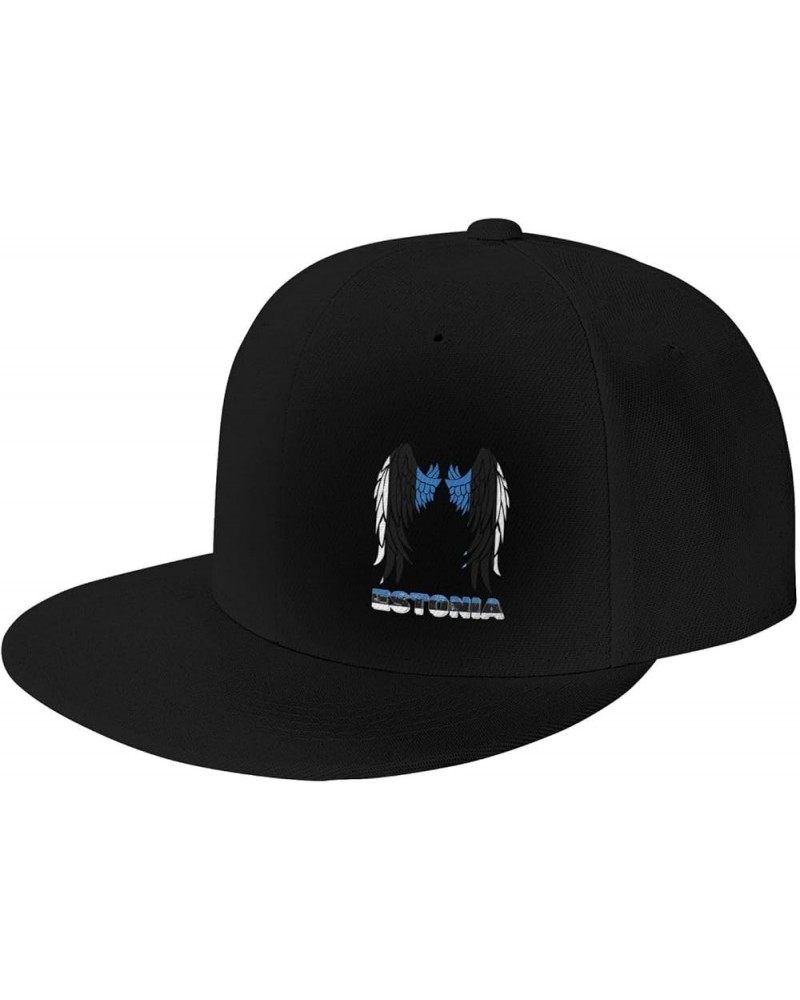 Snapback Baseball Cap Wings Estonia Flag Classic Dad Trucker Flat Bill Brim Hat Black $10.70 Baseball Caps