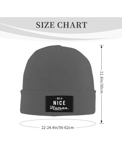 BE A Nice Human Knit Beanie Men Women Winter Warm Knit Beanie Black Deep Heather $13.10 Skullies & Beanies