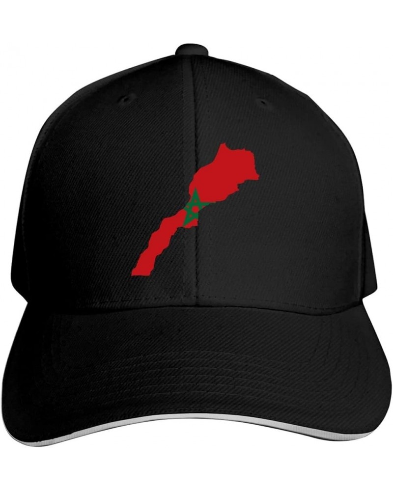 Morocco Flag Baseball Cap Unisex Stylish Stylish Baseball Cap Black $12.70 Baseball Caps