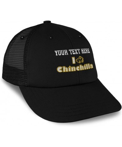 Custom Trucker Hat Baseball Cap I Rabbit Chinchilla Bunny Cotton Animal Dad Hats for Men & Women Black Personalized Text Here...