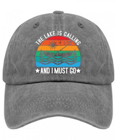 The Lake is Calling and I Must Go Hat Women's Hat Pigment Black Hiking Hat Women Gifts for Grandma Running Hat Pigment Gray $...