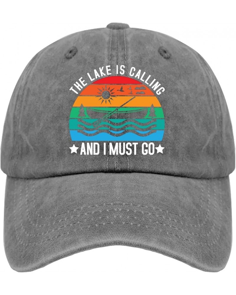 The Lake is Calling and I Must Go Hat Women's Hat Pigment Black Hiking Hat Women Gifts for Grandma Running Hat Pigment Gray $...