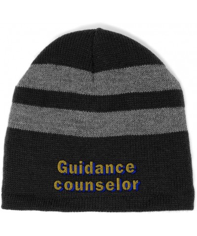 Custom Striped Beanie for Men & Women Guidance Counselor Acrylic Fleece Skull Cap Hats 1 Size Black Design Only $14.99 Skulli...