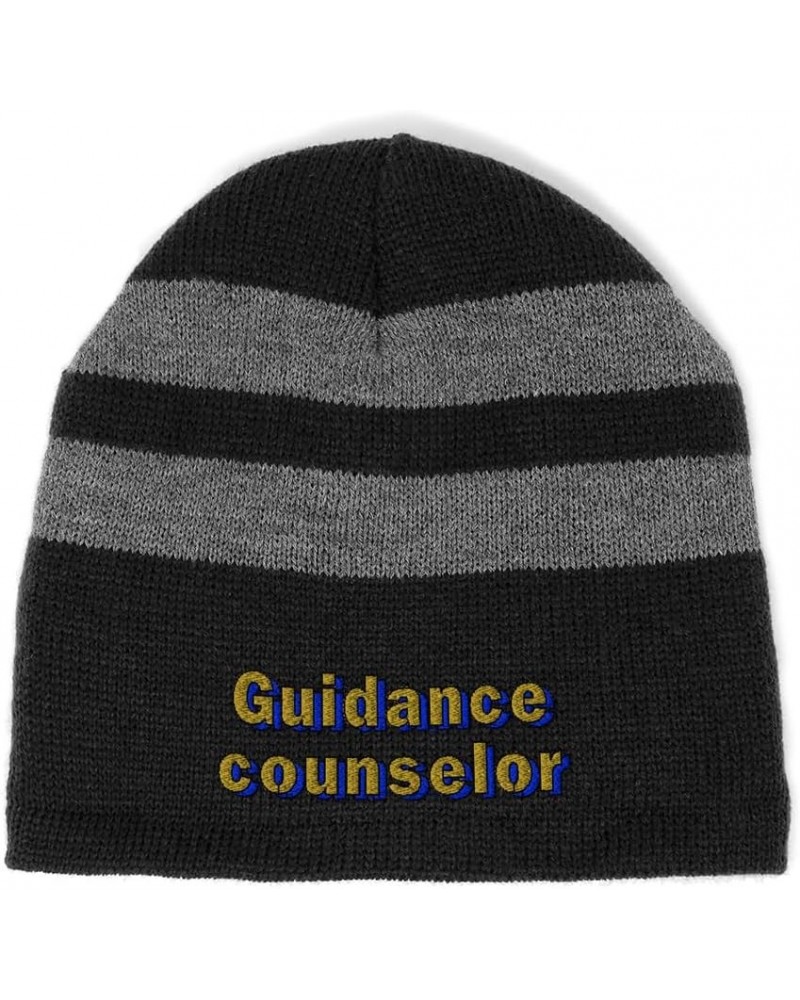 Custom Striped Beanie for Men & Women Guidance Counselor Acrylic Fleece Skull Cap Hats 1 Size Black Design Only $14.99 Skulli...