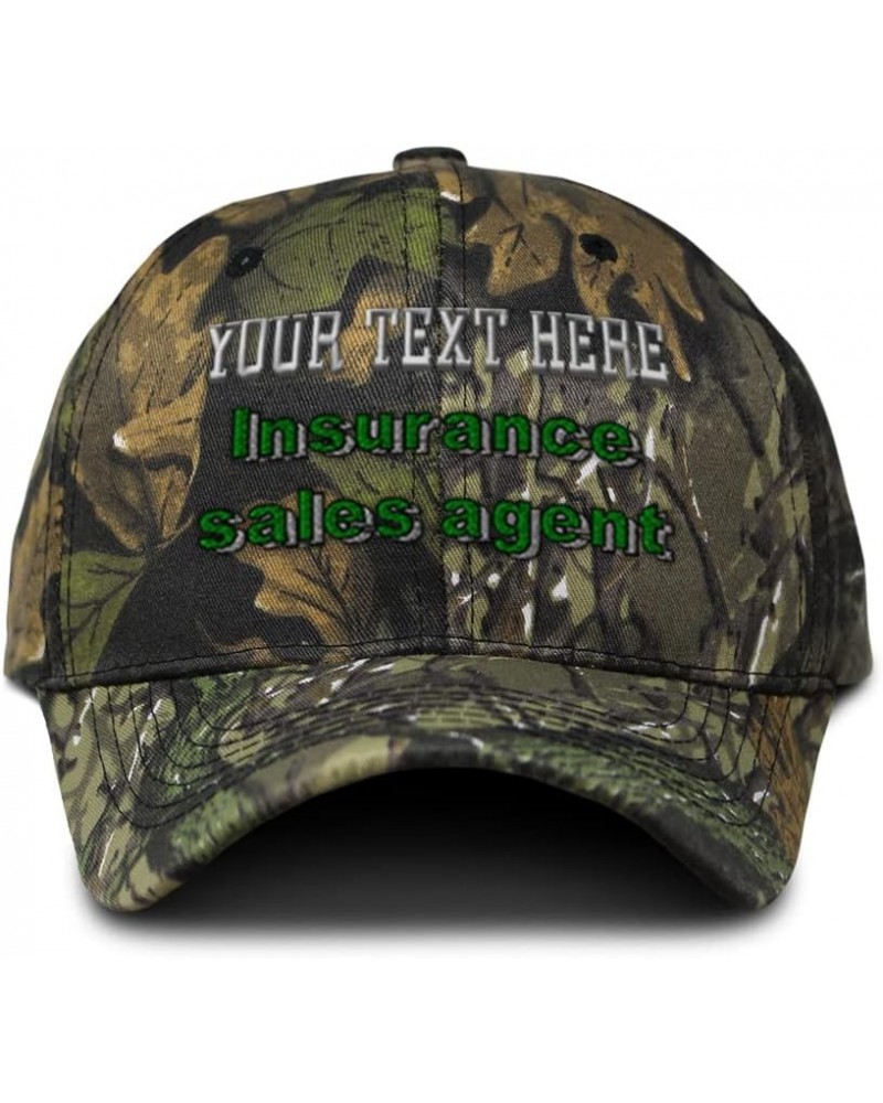 Camo Baseball Cap Insurance Sales Agent Cotton Hunting Dad Hats for Men & Women Forest Tree Green Personalized Text Here $15....