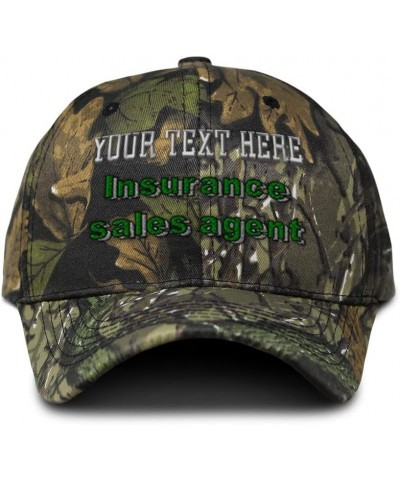 Camo Baseball Cap Insurance Sales Agent Cotton Hunting Dad Hats for Men & Women Forest Tree Green Personalized Text Here $15....