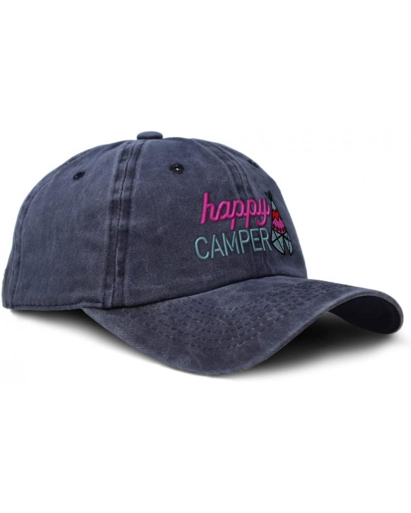 Custom Soft Washed Baseball Cap Happy Camper Style C Dad Hats for Men & Women Navy Design Only $16.11 Baseball Caps