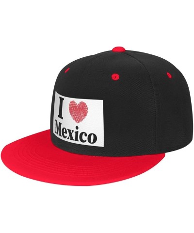 I Love Mexico Baseball Cap for Men Women Snapback Hat Adjustable Flat Bill Hats Red $11.37 Baseball Caps