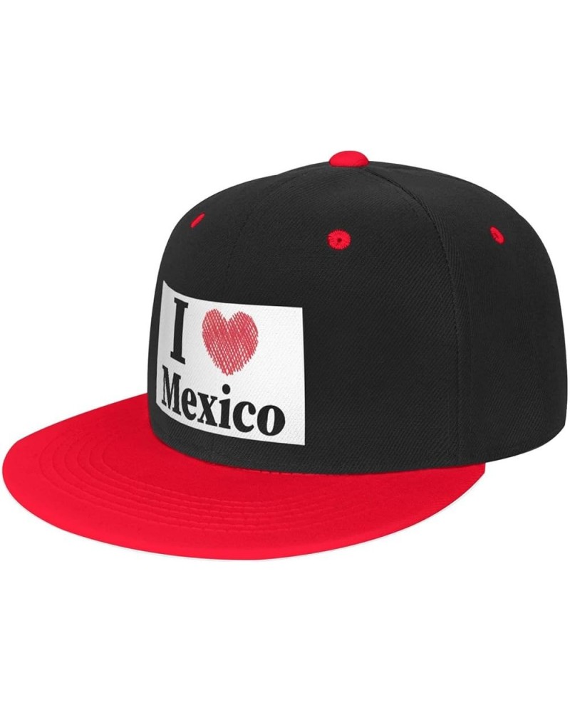 I Love Mexico Baseball Cap for Men Women Snapback Hat Adjustable Flat Bill Hats Red $11.37 Baseball Caps