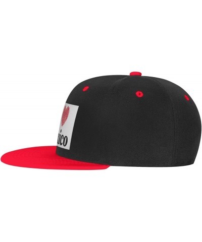 I Love Mexico Baseball Cap for Men Women Snapback Hat Adjustable Flat Bill Hats Red $11.37 Baseball Caps