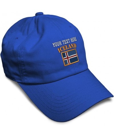 Soft Baseball Cap Iceland Flag Embroidery Flags World Cup Soccer Cotton Embroidered Dad Hats for Men & Women Royal Blue Perso...