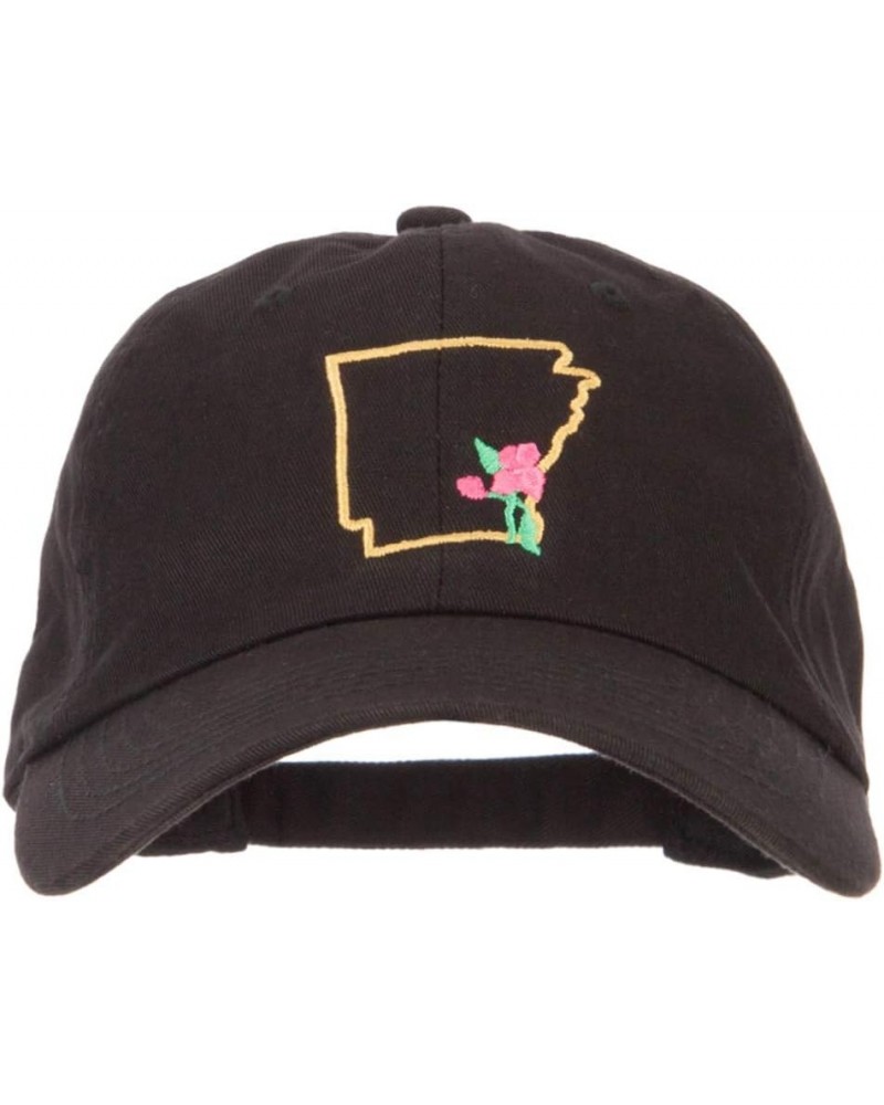 Arkansas Apple Blossom with Map Embroidered Unstructured Washed Cap Black $16.98 Baseball Caps