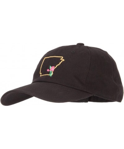 Arkansas Apple Blossom with Map Embroidered Unstructured Washed Cap Black $16.98 Baseball Caps