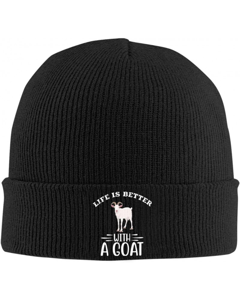 Life is Better with A Goat Beanie Hat Skull Knit Warm Cap Women Men Soft Stretch for Winter7 Black $14.02 Skullies & Beanies