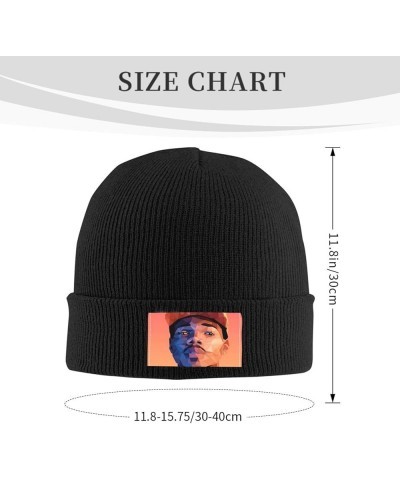 Chance Music The and Rapper Warm Knitted Wool Hat Cuffed Warm Winter Caps Soft Stretchy Stylish Ribbed Knit Winter Hats Black...