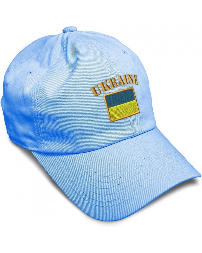 Soft Baseball Cap Ukraine Flag Embroidery Flags World Cup Soccer Cotton Embroidered Dad Hats for Men & Women Light Blue Desig...