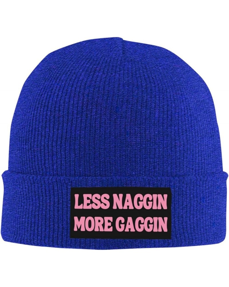 Less-Naggin-More-Gaggin Knit Hat Beanie Winter Hat Men Women Warm Knitted Brimless Cap Blue $15.18 Skullies & Beanies