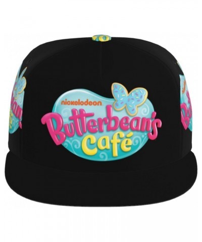 Butterbean's Anime Cafe Hat Flat-Brimmed Baseball Cap Dad Ball Hat Snapback Hip Hop Cap for Men and Women Black $11.75 Baseba...