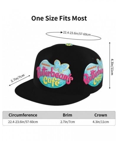 Butterbean's Anime Cafe Hat Flat-Brimmed Baseball Cap Dad Ball Hat Snapback Hip Hop Cap for Men and Women Black $11.75 Baseba...